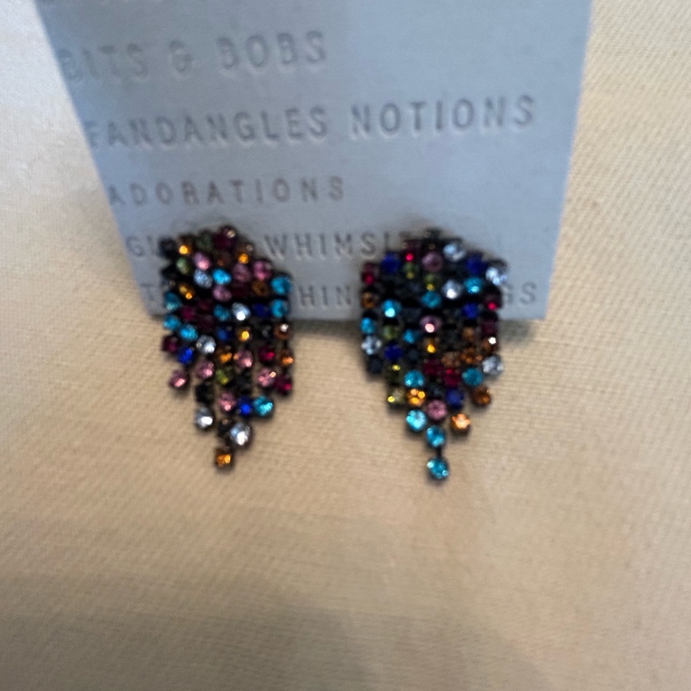 Anthropologie Blue and Purple Crystal Earrings - Picture 3 of 6